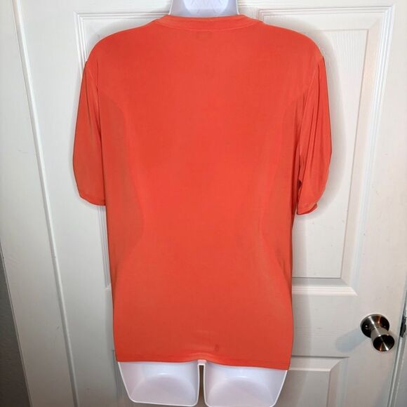 Cato Buttob Down Tie Front Blouse Coral Top M - Picture 7 of 10
